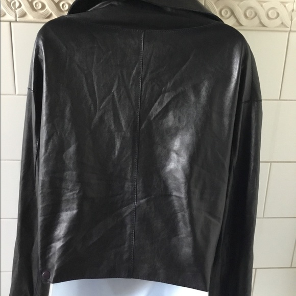 VINCE Soft Cross-Front Leather Moto Black Jacket S - Picture 6 of 12